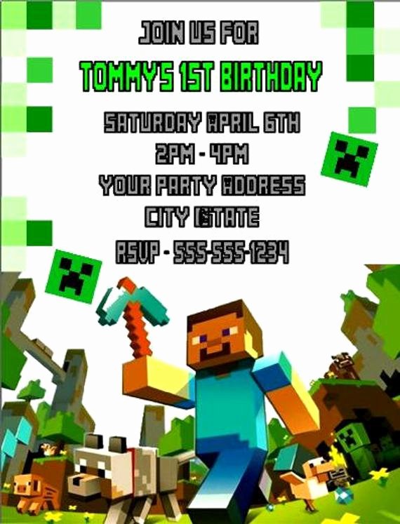 Minecraft Birthday Invitation Template Lovely Unavailable Listing On Etsy