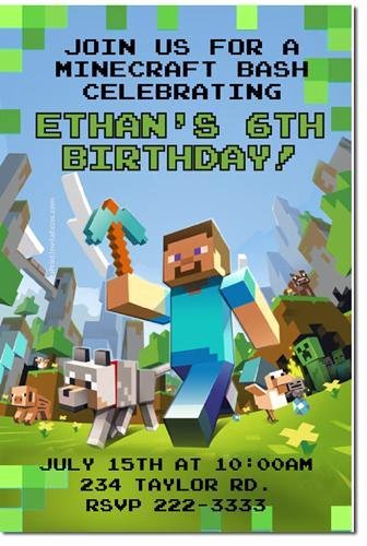 Minecraft Birthday Invite Template Fresh Minecraft Birthday Invitations