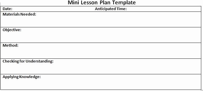 Mini Lesson Plan Template Best Of Mini Lesson Plan format &amp; Template