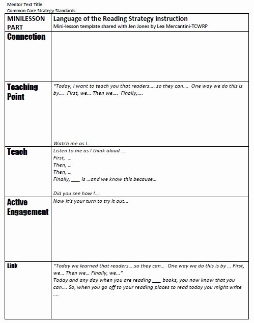 Mini Lesson Plan Template Inspirational Create Your Own Lucy Style Mini Lessons Using This Free