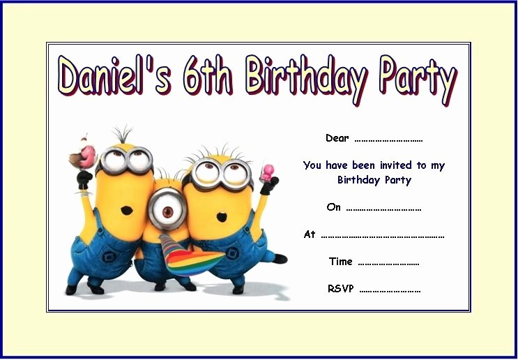 Minions Birthday Invitation Template Unique Personalised Despicable Me Minions 2 Party Invitations X