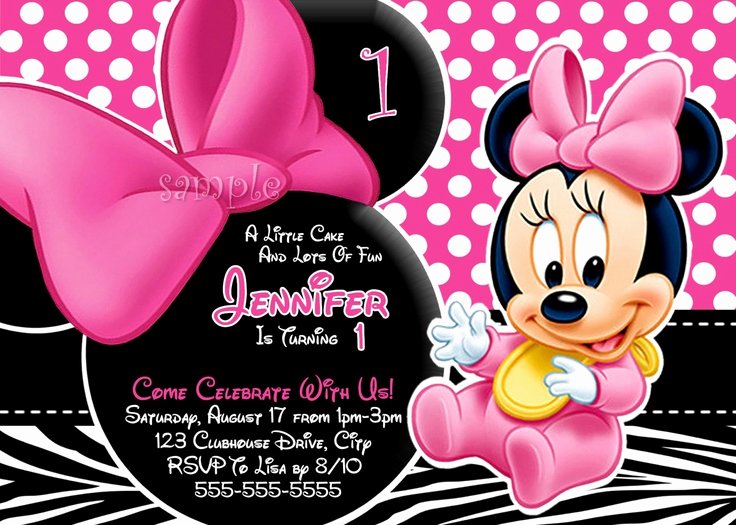 Minnie Mouse Invitation Template Fresh Free Minnie Mouse 1st Birthday Zebra Print Invitations