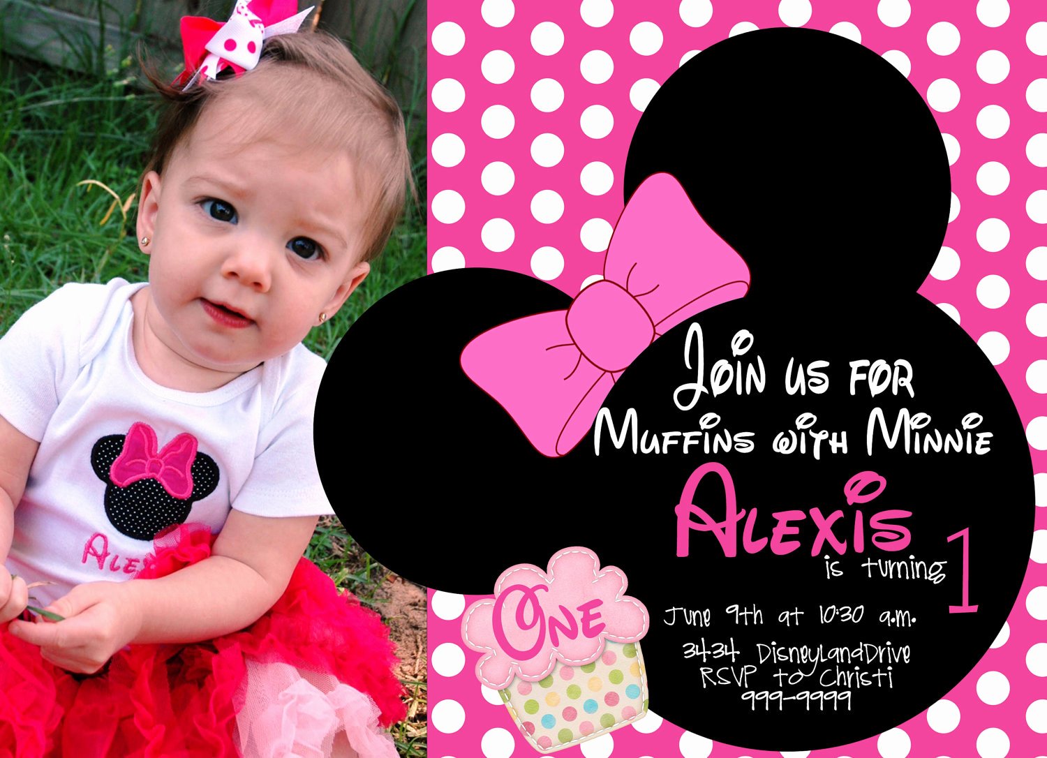 Minnie Mouse Invitation Template Fresh Free Minnie Mouse First Birthday Invitations Printable