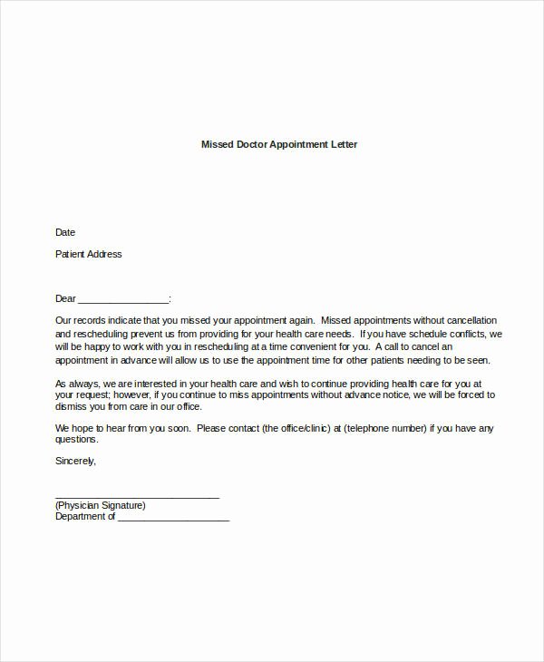 Missed Appointment Email Template Elegant 44 Appointment Letter Template Examples