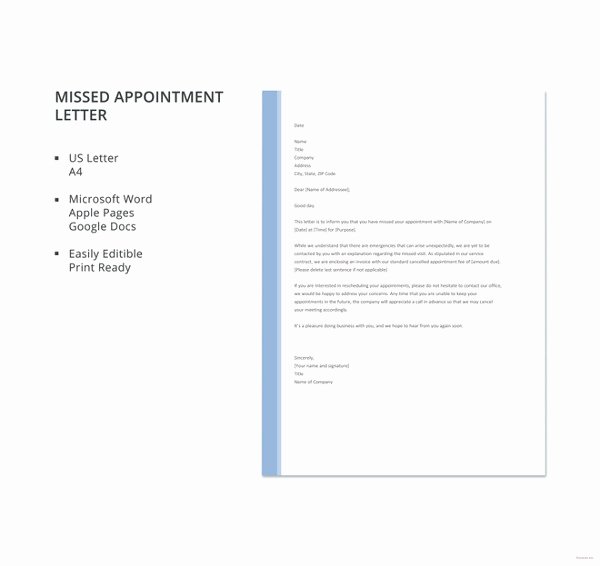 Missed Appointment Email Template Fresh 16 Simple Appointment Letters Pdf Doc