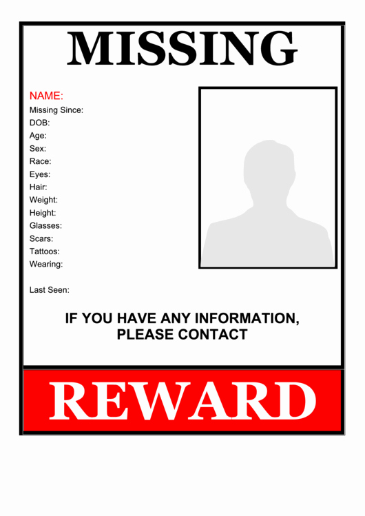 Missing Person Flyer Template Awesome Missing Person Flyer Template Printable Pdf