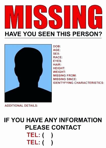 Missing Person Flyer Template Best Of Missing Person Poster Template Free Words Templates Maker