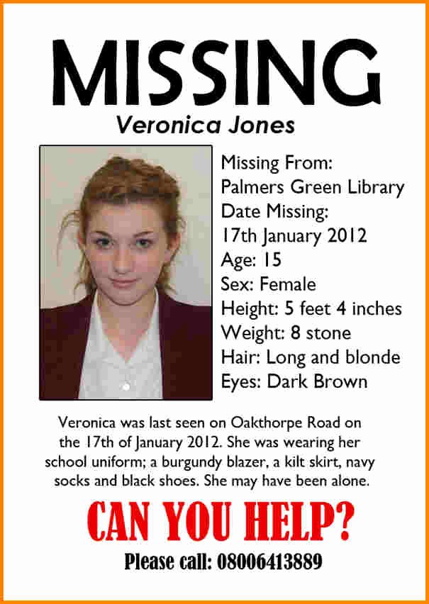 Missing Person Flyer Template Stcharleschill Template