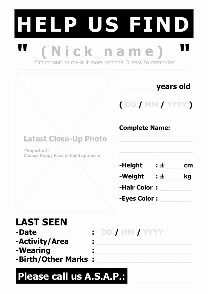 Missing Person Poster Template Lovely Missing Poster Template