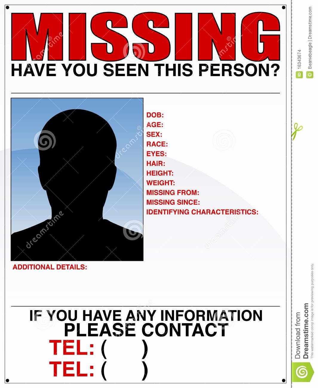Missing Person Poster Template Unique Missing Person Poster Stock Image