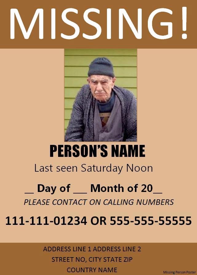 Missing Persons Flyer Template Luxury 11 Missing Person Poster Templates