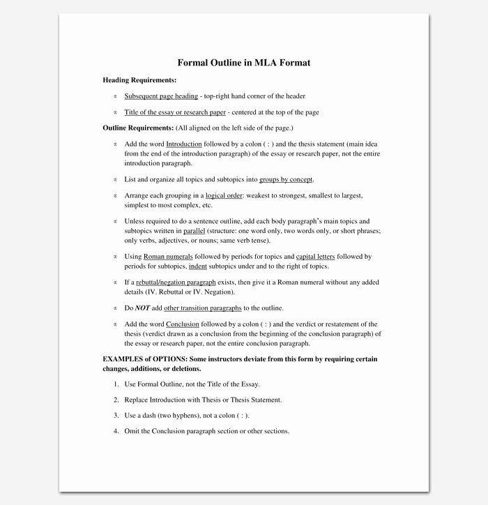 Mla format Outline Template Inspirational Research Paper Outline Mla format 4 Samples Examples