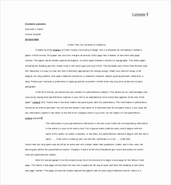 Mla format Template Download Unique Mla format Essay Template Samples Outline Sweet Partner