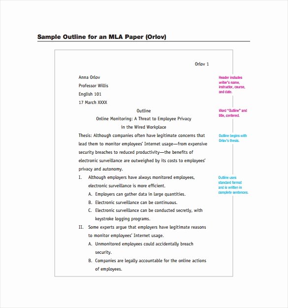 Mla format Template Download Unique Mla Outline Template 11 Download Free Documents In Pdf