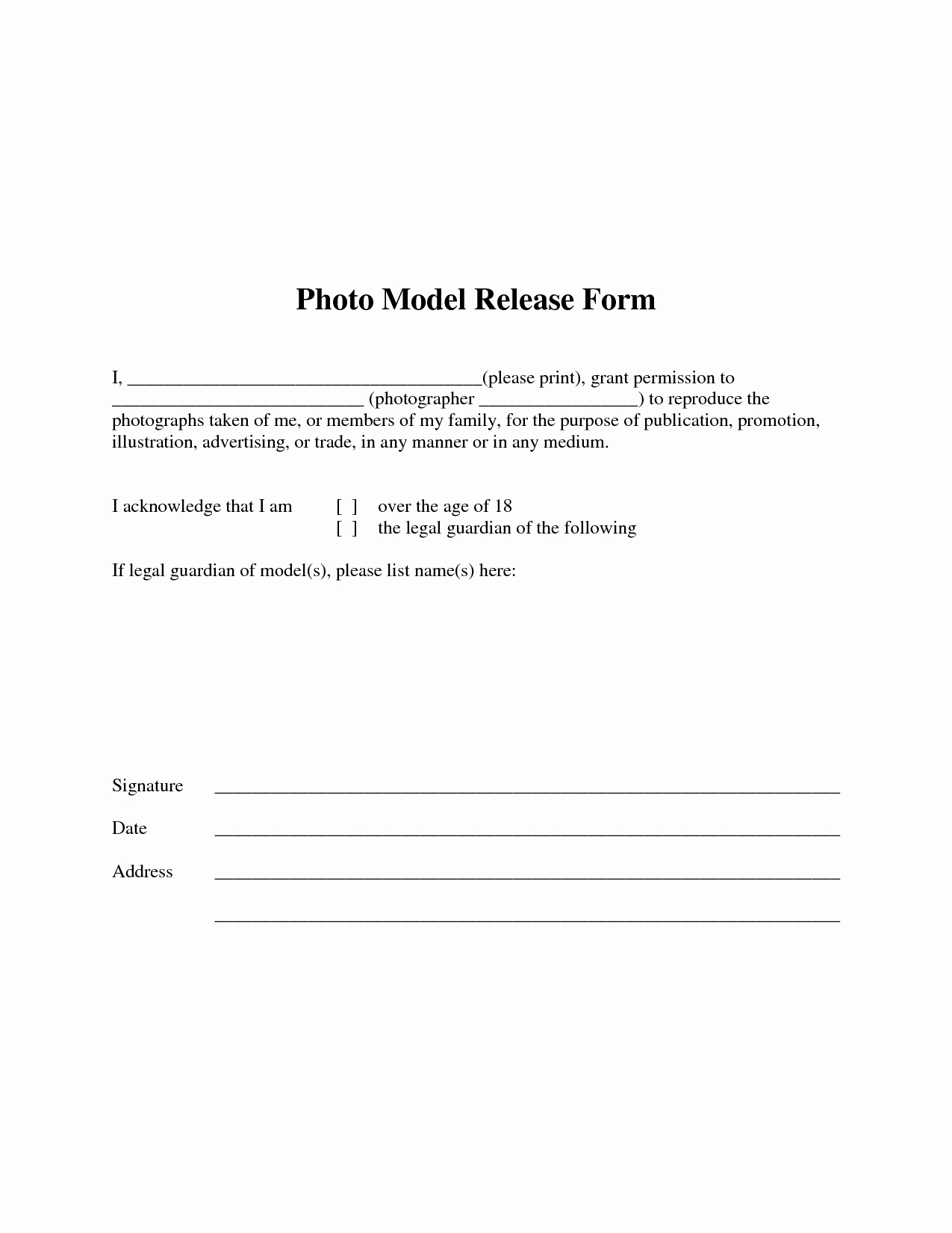 Model Release form Template Fresh Model Release form Template