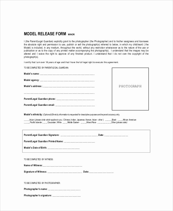 Model Release form Template Lovely 50 Sample Release forms