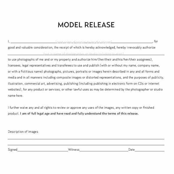 Model Release form Template Luxury Legal Documents A Mercial Grapher Should Have