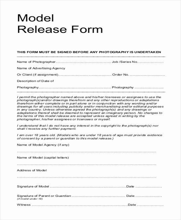 Model Release form Template Luxury Model Release form