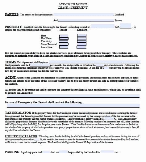 massachusetts month month rental agreement pdf template