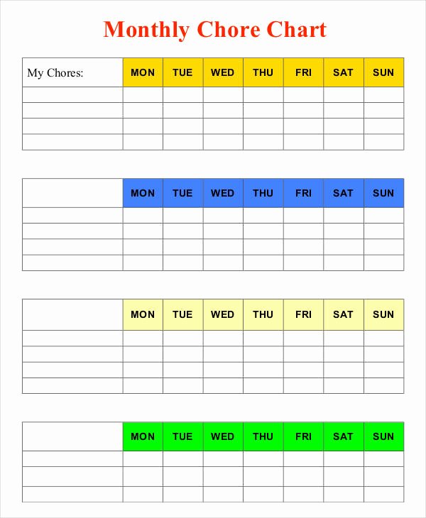 Monthly Chore Chart Template Fresh Printable Chore Chart 8 Free Pdf Documents Download