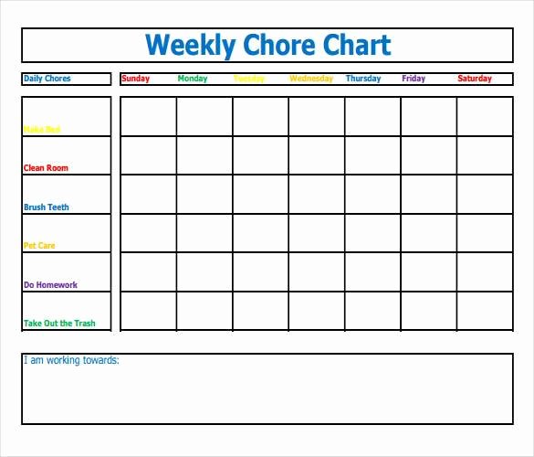 Monthly Chore Chart Template Inspirational 30 Weekly Chore Chart Templates Doc Excel