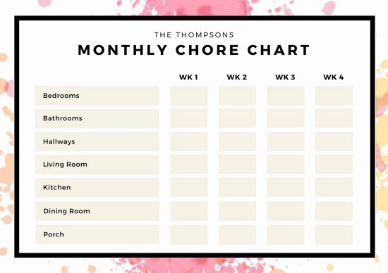 Monthly Chore Chart Template Inspirational Poster Templates Canva