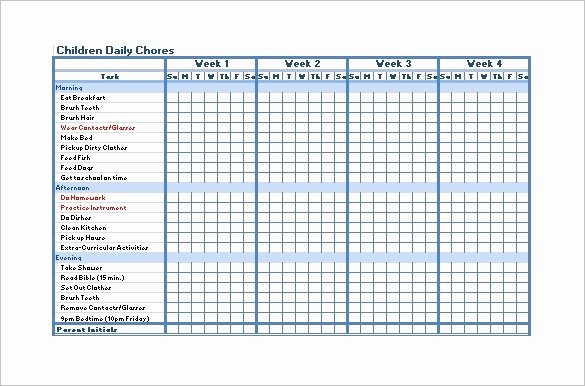 Monthly Chore Chart Template Lovely Free Printable Monthly Chore Charts