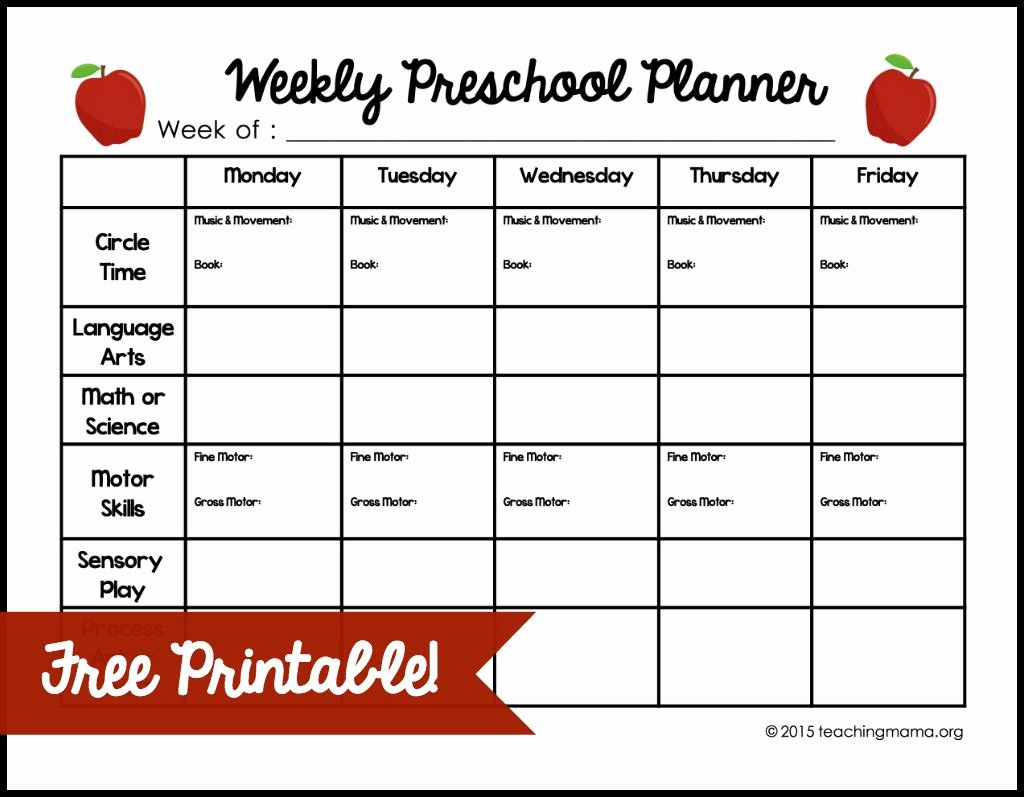 Monthly Lesson Plan Template Fresh Weekly Lesson Plan Template for Preschool