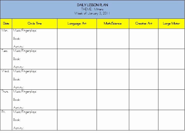 Monthly Lesson Plan Template New Planning Marvelous Mitten Activities for Preschool