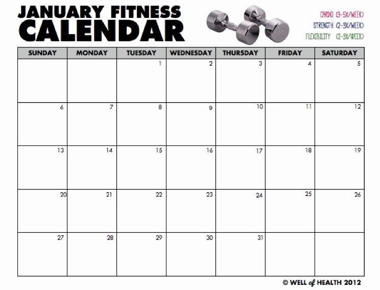 Monthly Workout Schedule Template Best Of Blank January Workout Calendar Printable