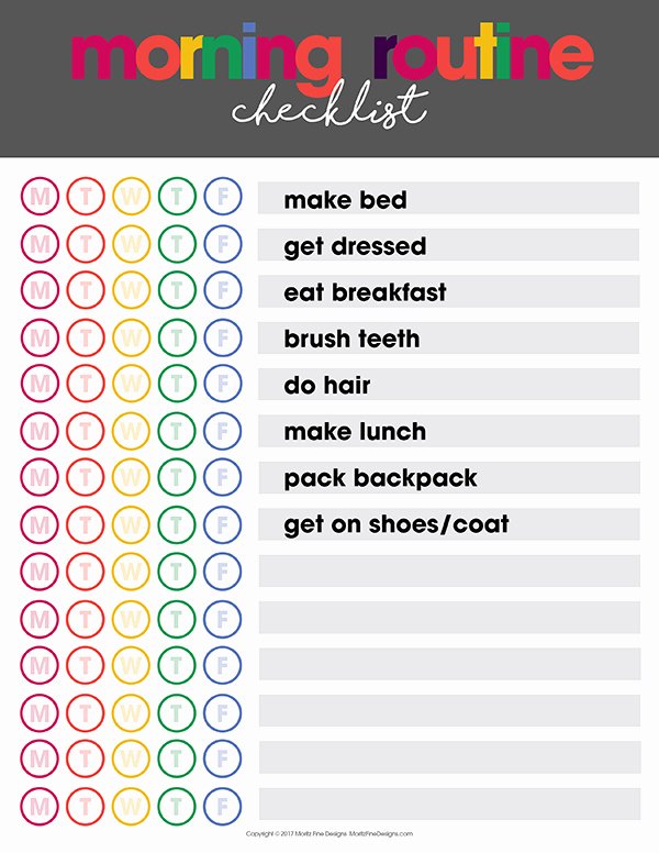 Morning Routine Checklist Template Lovely the Secret to Successful School Mornings