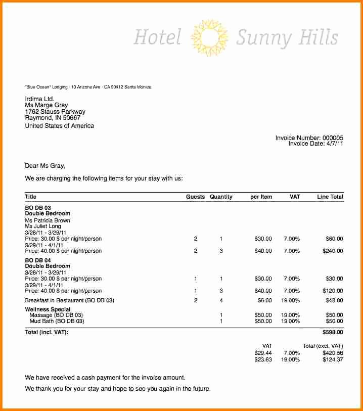 Motel 6 Receipt Template Fresh 9 Hotel Bill In Excel format
