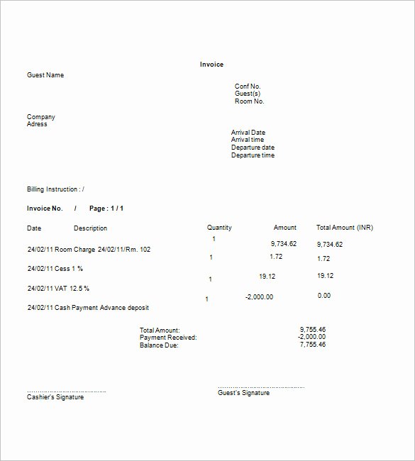 Motel 6 Receipt Template Lovely Hotel Invoice Template 17 Free Word Excel Pdf format