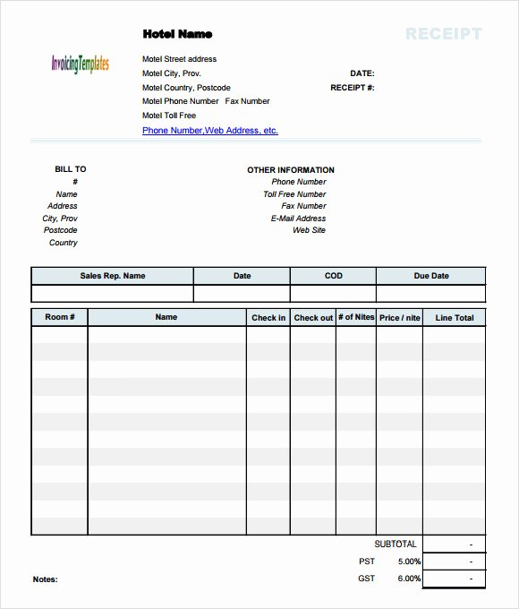 Motel 6 Receipt Template Lovely Sample Hotel Receipt Template 18 Free Download for Pdf