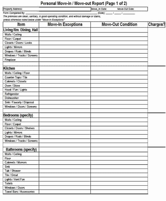 Move In Checklist Template Awesome Free Rhode island Move In – Move Out Checklist