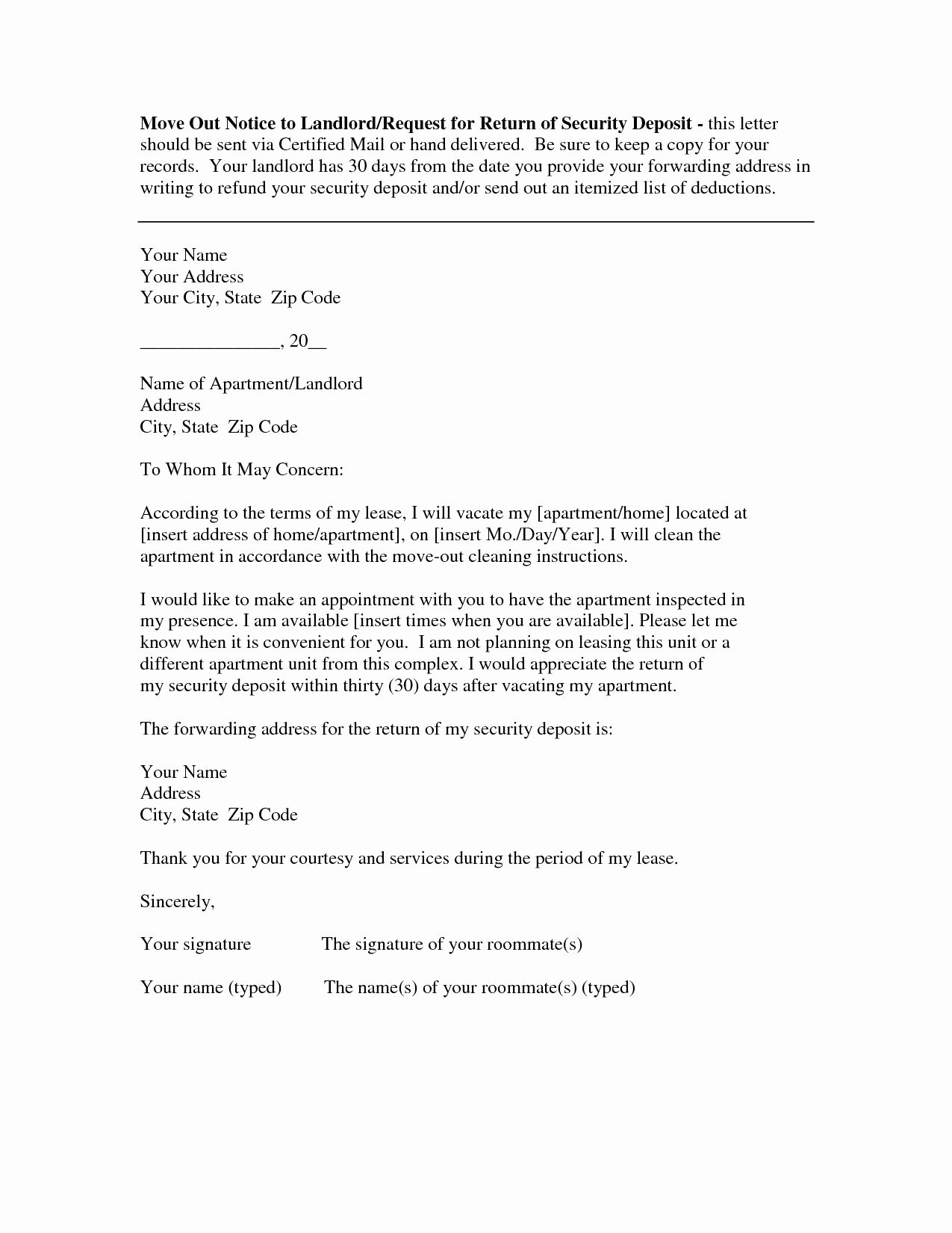 Move Out Letter Template Elegant 30 Day Moving Notice Letter – Mmdad