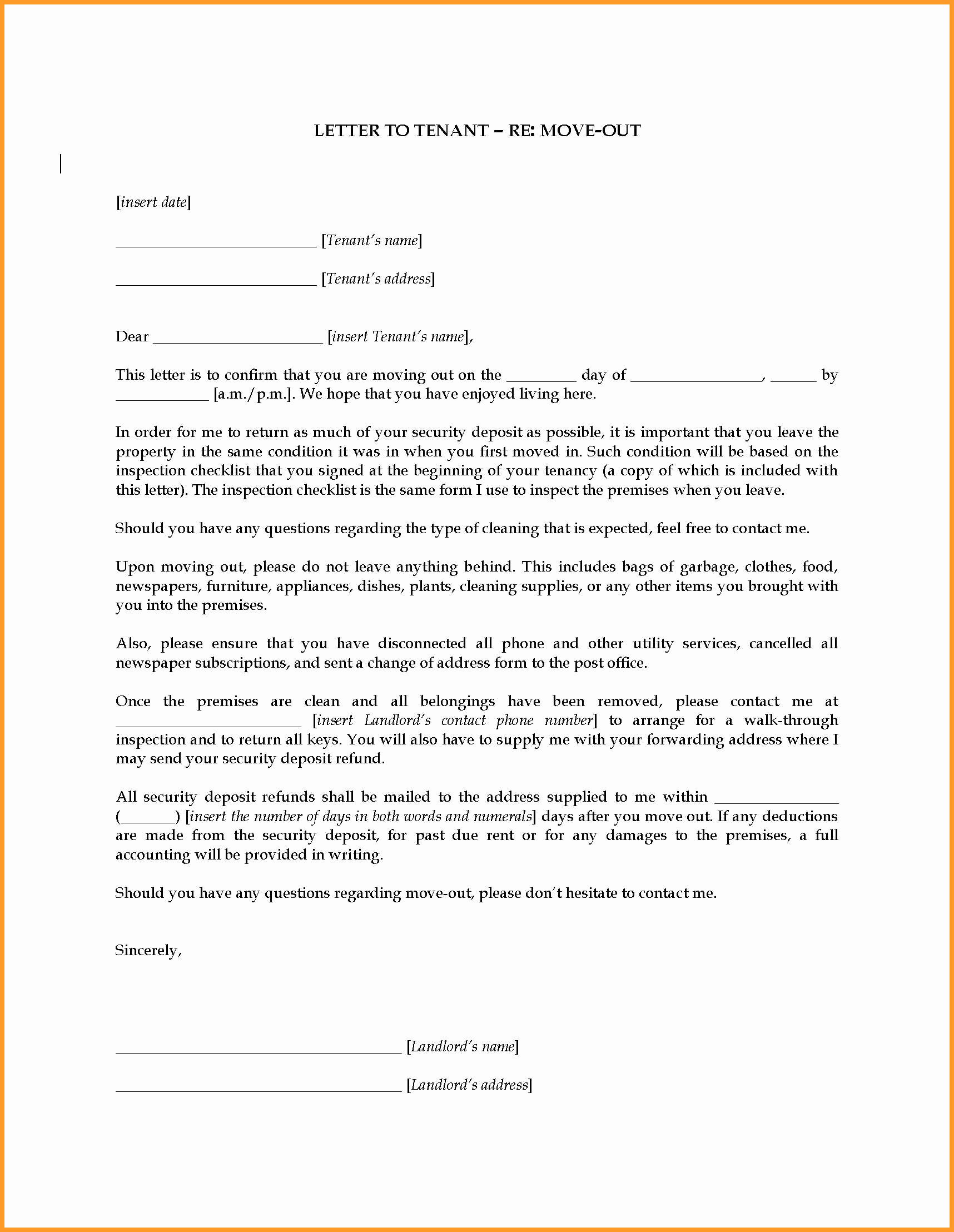 Move Out Letter Template Inspirational 2 3 Landlord Letter to Tenant Move Out