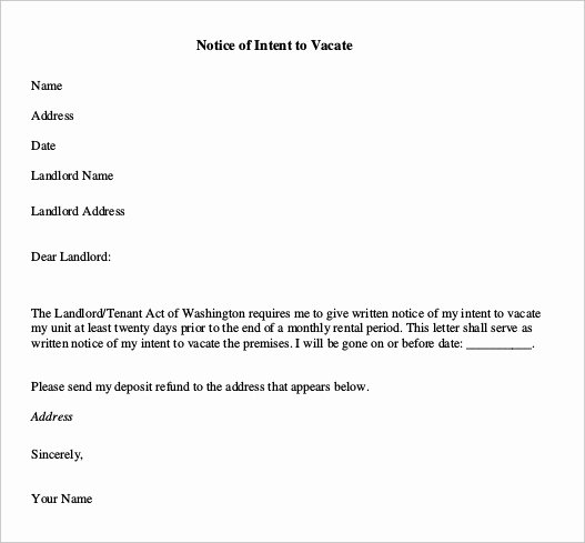 Move Out Letter Template Lovely 20 Notice to Vacate Templates Pdf Google Docs Ms Word
