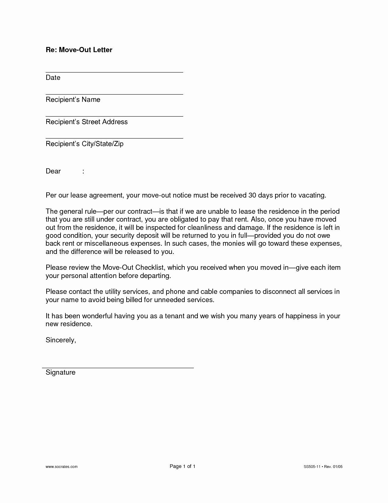 Move Out Letter Template Luxury 10 Best Of 30 Day Notice to Landlord to Move Out