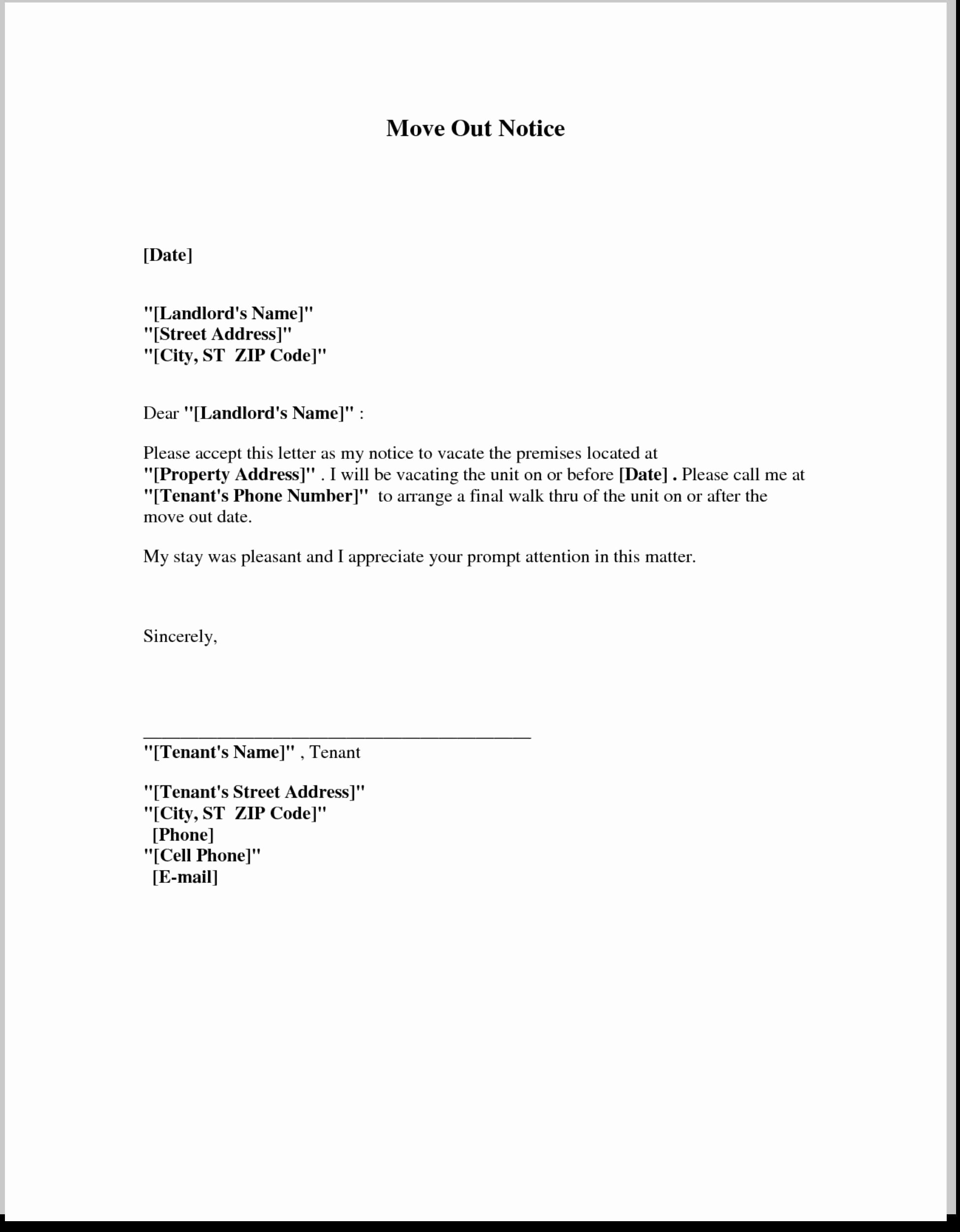 Move Out Letter Template Luxury Moving Out Letter to Landlord