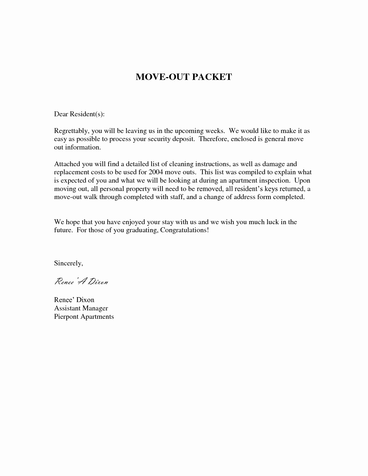 Move Out Letter Template New 10 Best Of 30 Day Notice to Landlord to Move Out