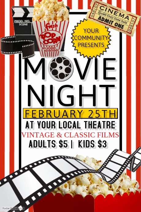 Movie Night Flyer Template Awesome Movie Night Template