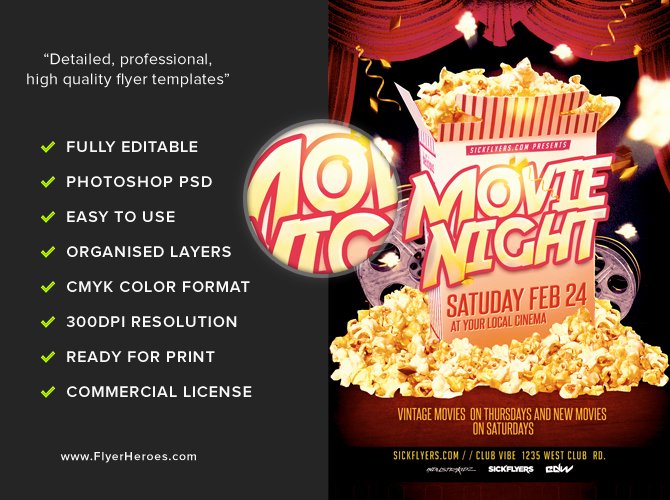 Movie Night Flyer Template Lovely Movie Night Flyer Template Flyerheroes