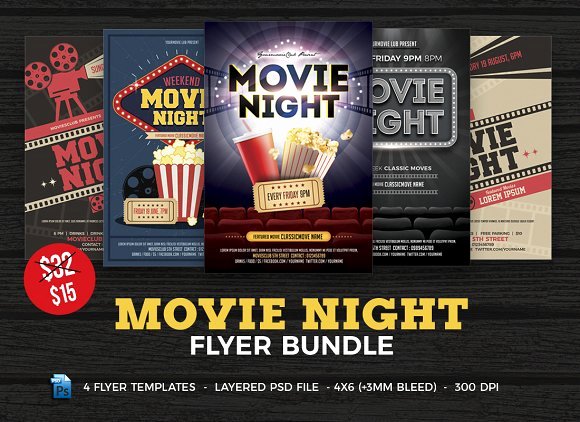 Movie Night Flyer Template Luxury Movie Night Flyer Template Bundle Flyer Templates