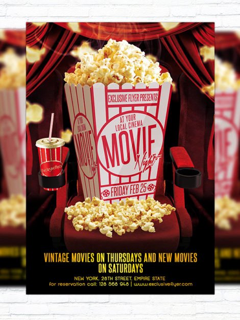 Movie Night Flyer Template Luxury Movie Night – Premium Psd Flyer Template