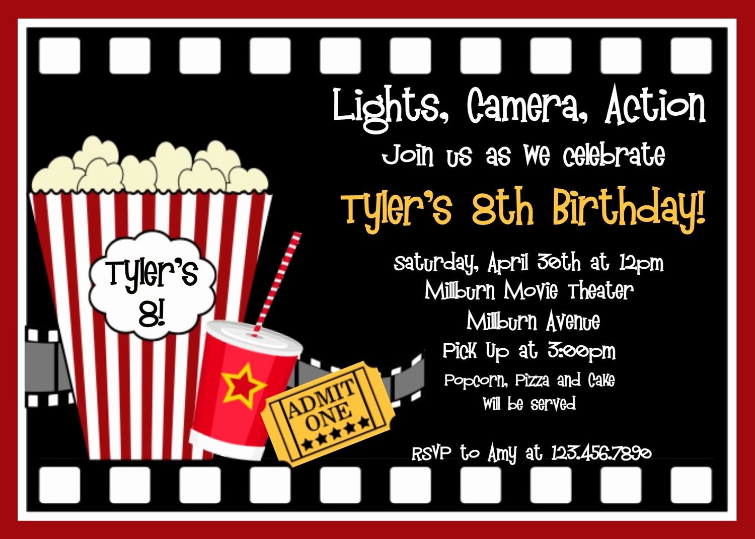 Movie Night Invite Template Best Of Movie Birthday Invitations Movie Night Birthday Party