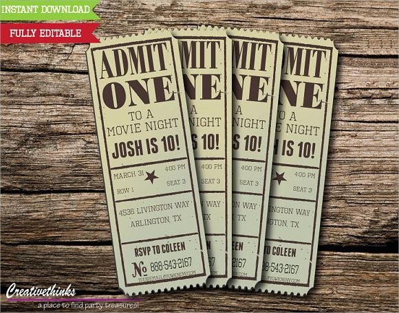 Movie Ticket Invitation Template Best Of Vintage Movie Ticket Invitation Template