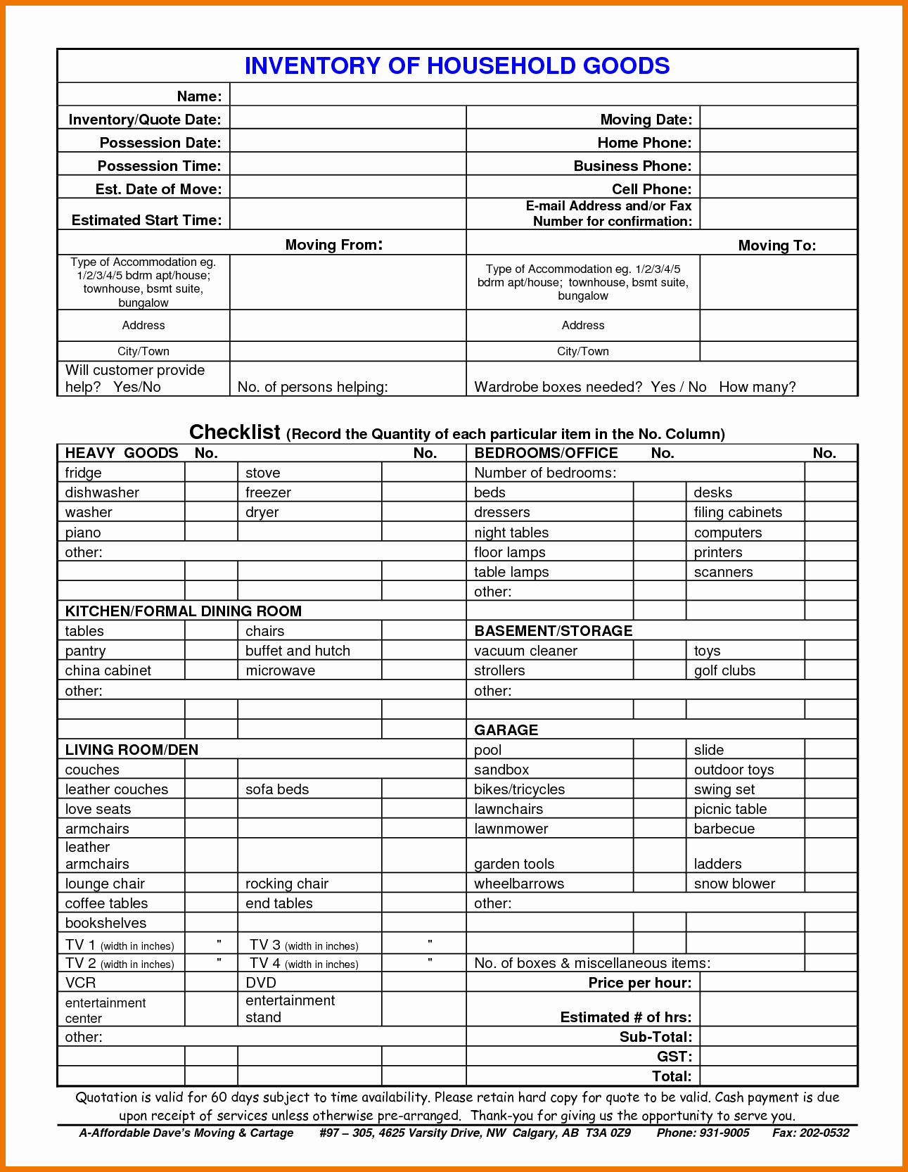 Moving Inventory List Template Elegant Moving Inventory List Template