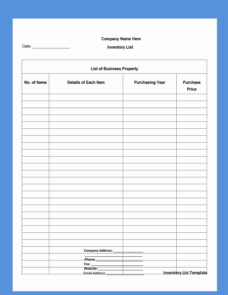 Moving Inventory List Template Luxury 45 Printable Inventory List Templates [home Fice