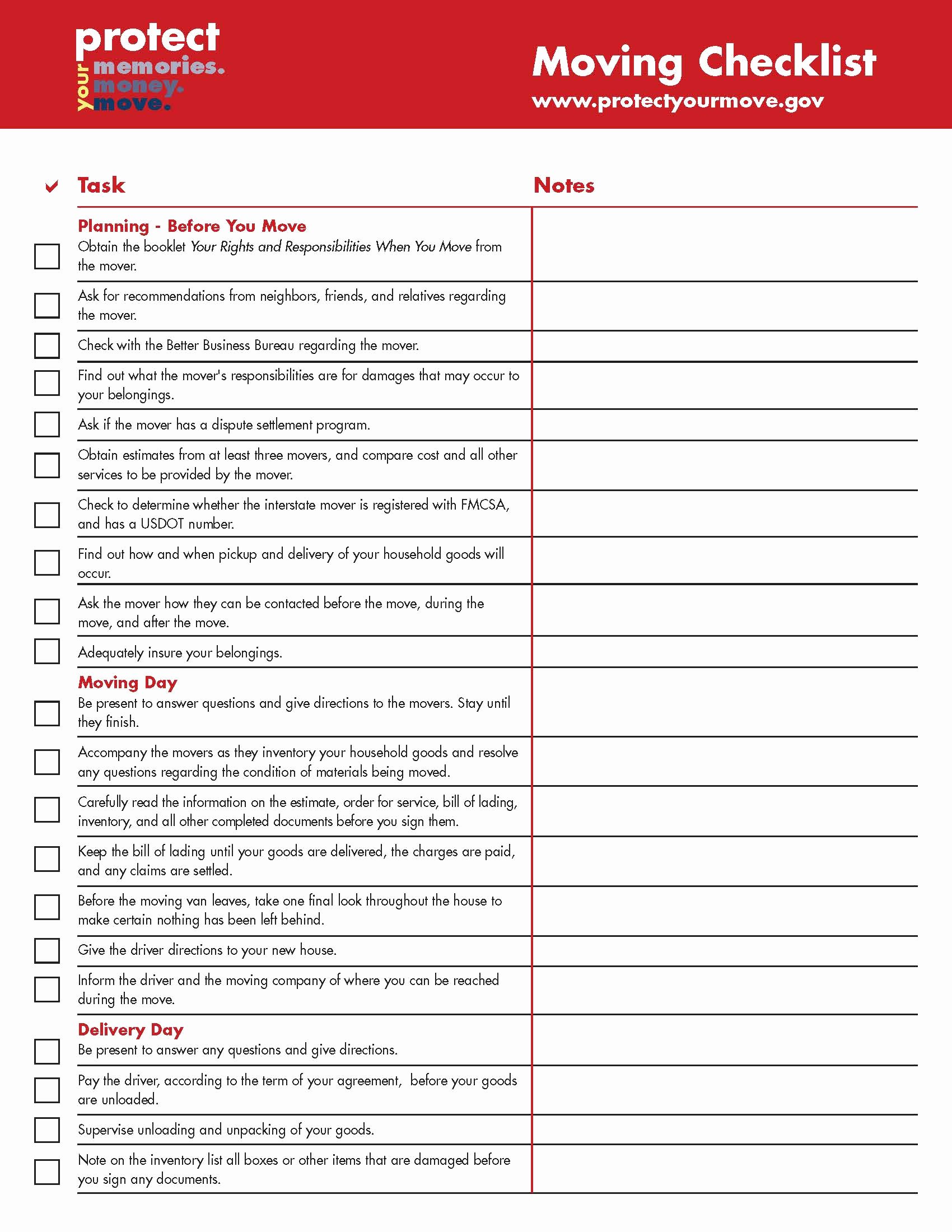 Moving Office Checklist Template Awesome Moving Checklist for Household Goods Interstate Moves
